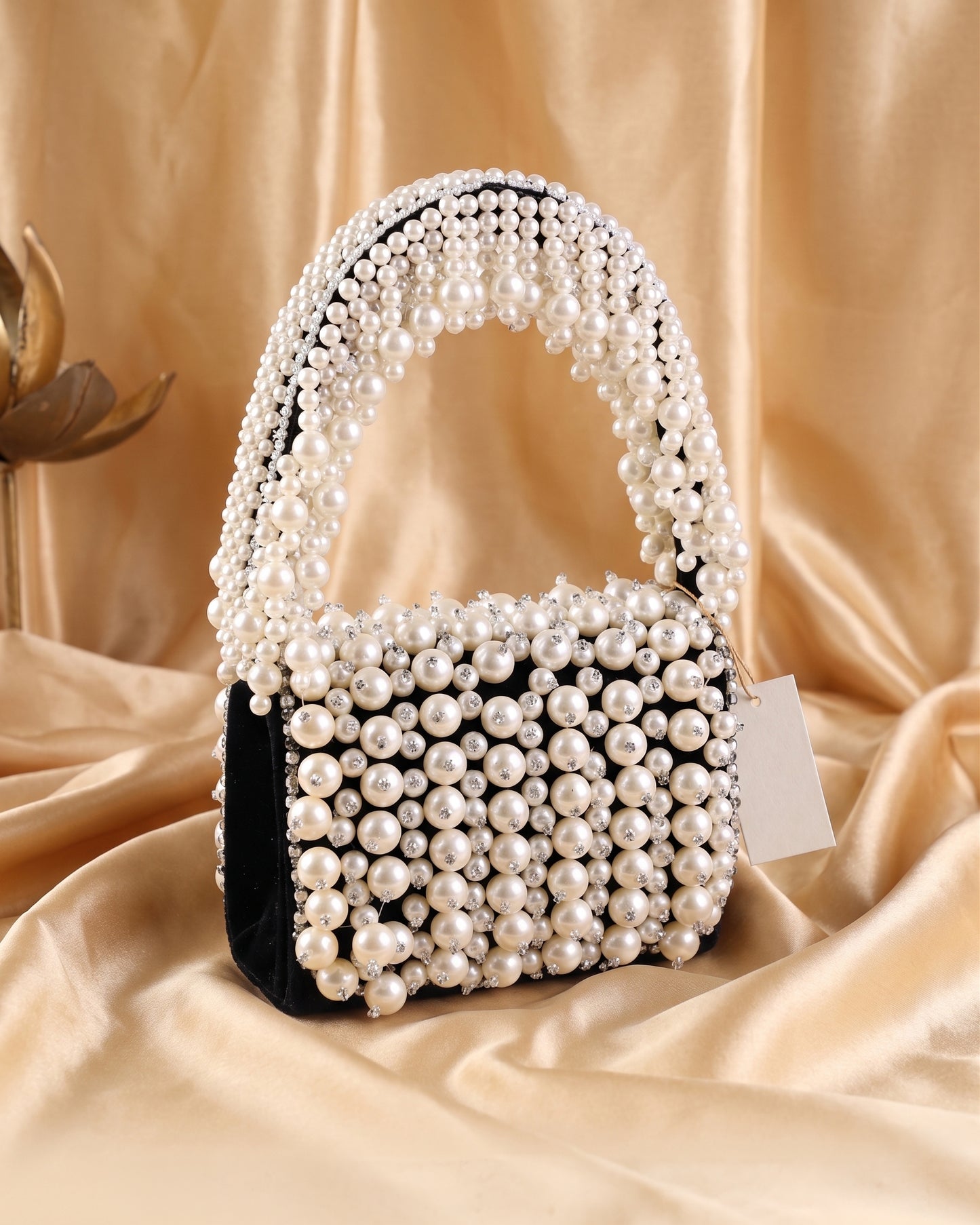 Black Bella Pearlstone Flap Clutch