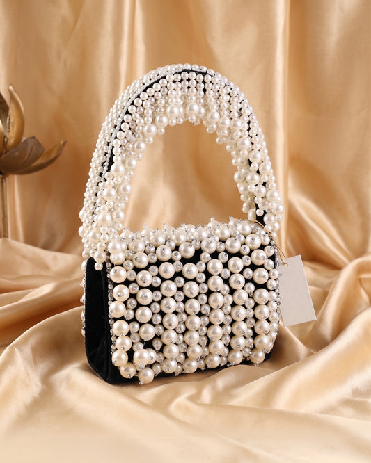 Black Bella Pearlstone Flap Clutch