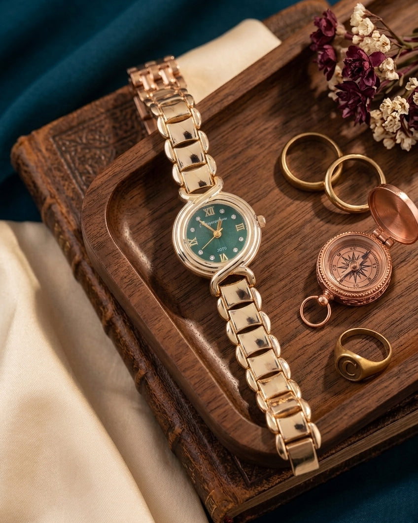 Elric Quartz Wrist Watch - Emerald Gold