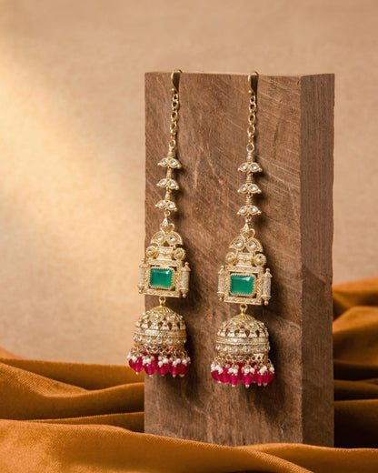 Green Ruby Nainika Jhumka Earring With Sahara