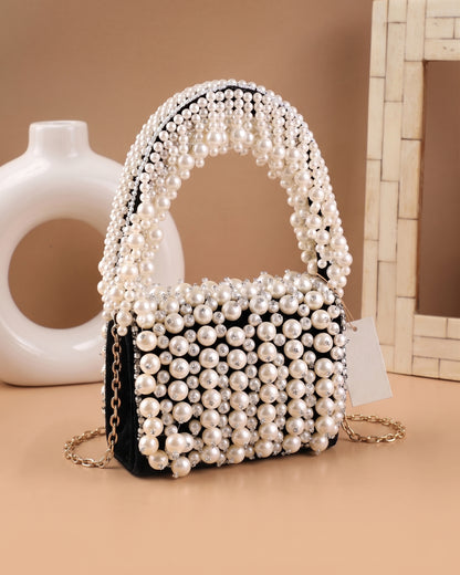 Black Bella Pearlstone Flap Clutch