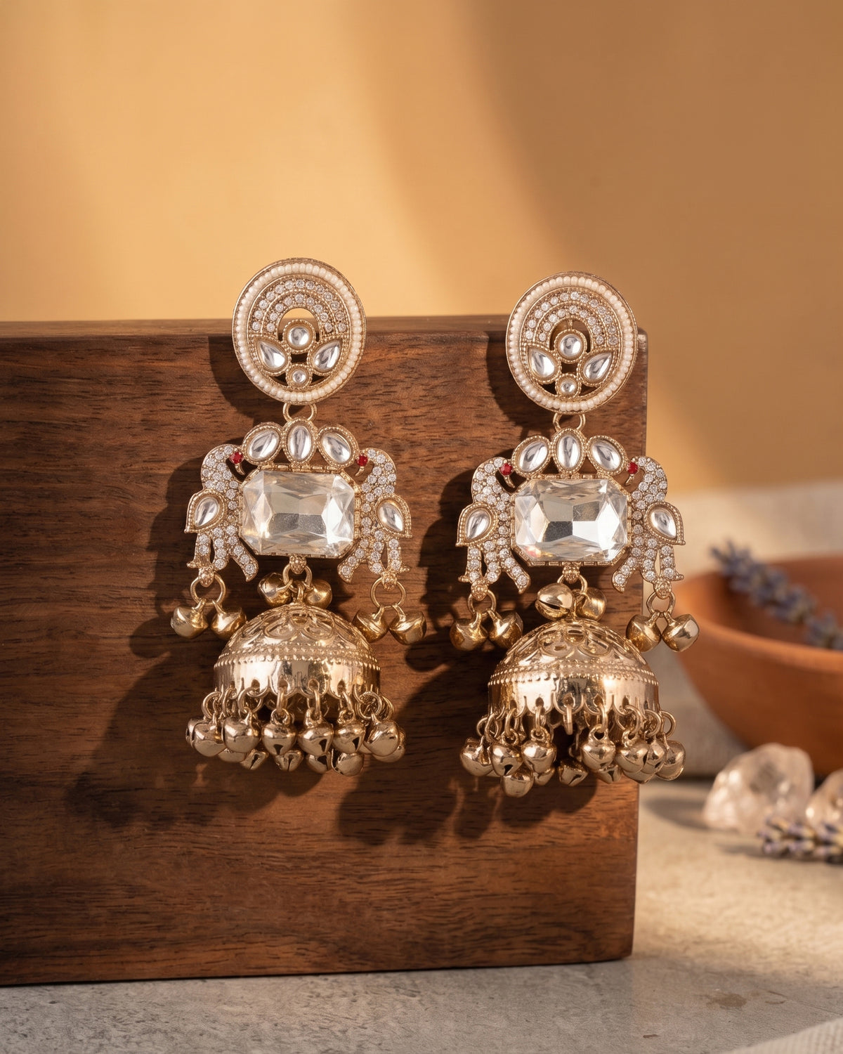 White Varisha Kashmiri Look Ghunghru Jhumka Earring