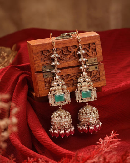 Green Ruby Nainika Jhumka Earring With Sahara