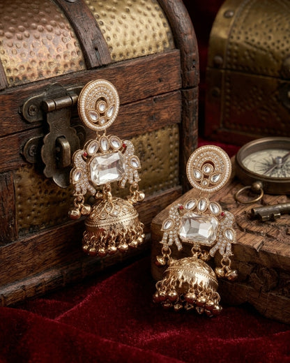 White Varisha Kashmiri Look Ghunghru Jhumka Earring