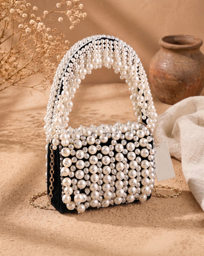 Black Bella Pearlstone Flap Clutch