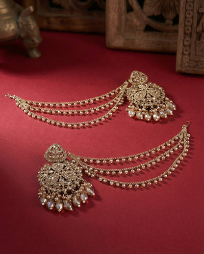 Gold Arambhi Bahubali Chandbali with Sahara