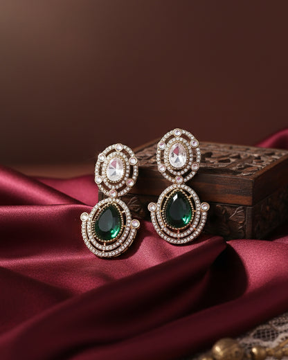 Green Hania Premium Designer Zircone Polki Dupe Earring