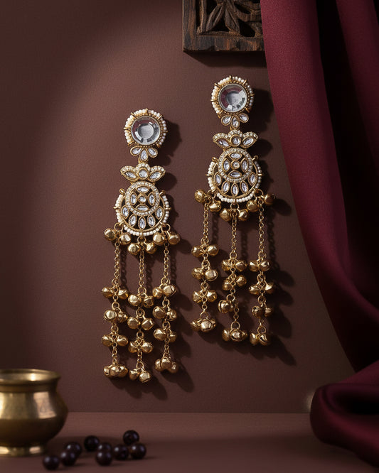 Silver Isharv Kashmiri Look Ghunghru Earring