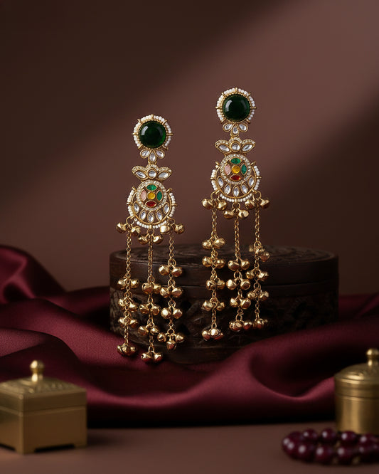 Green Multi Isharv Kashmiri Look Ghunghru Earring