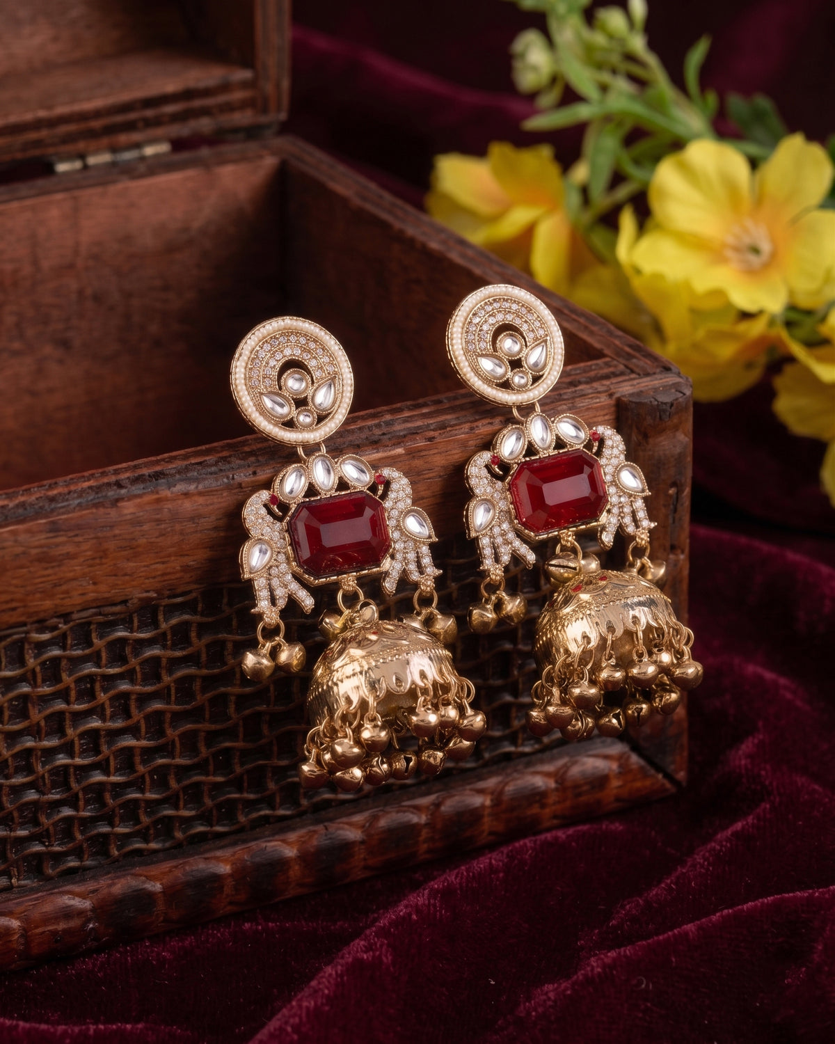 Ruby Varisha Kashmiri Look Ghunghru Jhumka Earring