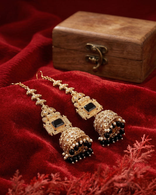 Black Nainika Jhumka Earring With Sahara