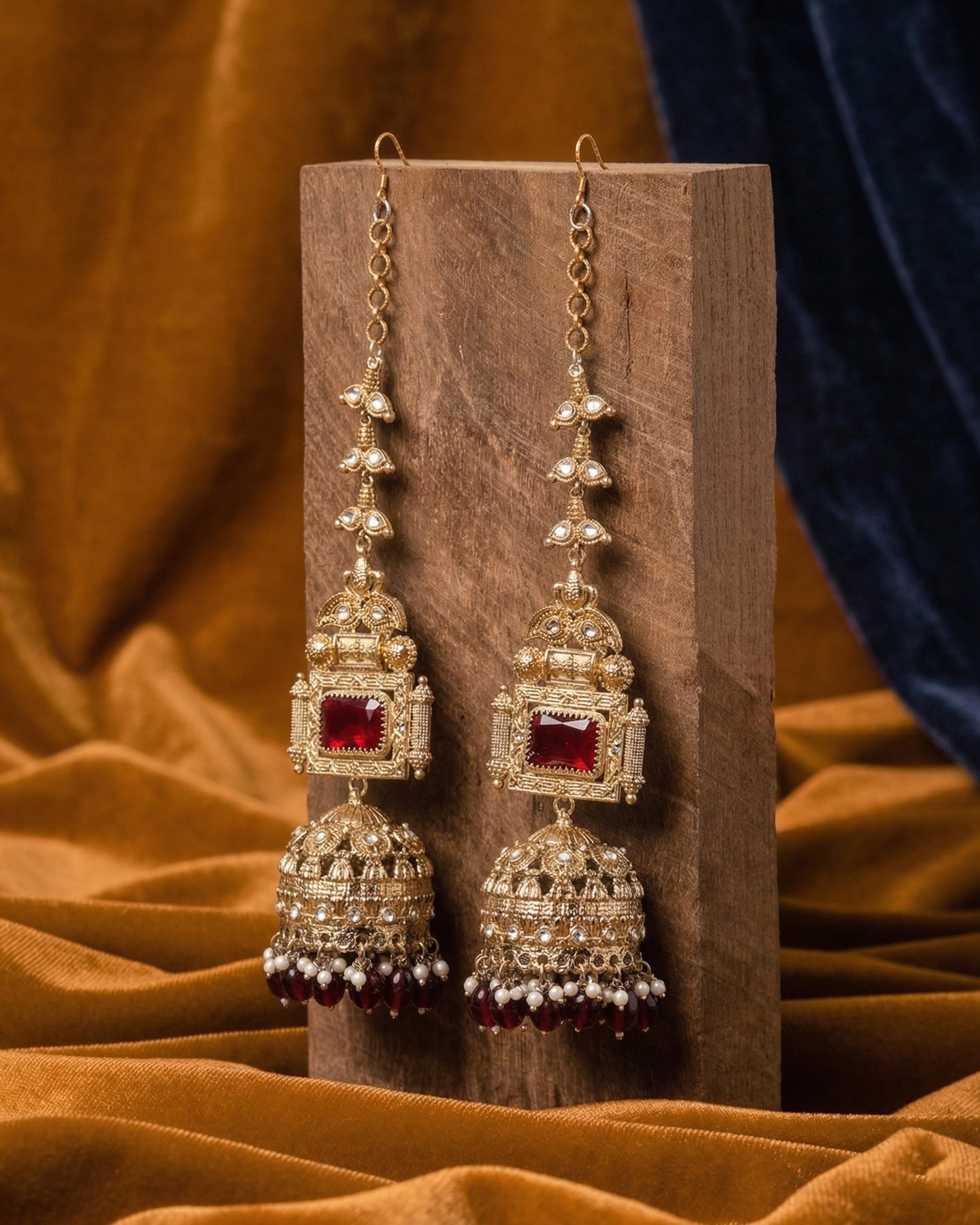 Maroon Nainika Jhumka Earring With Sahara