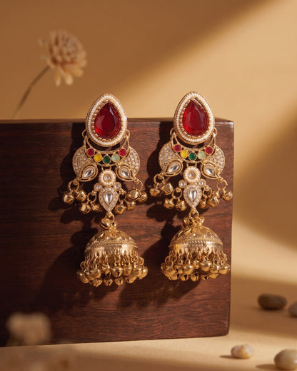Ruby Multi Kairina Kashmiri Look Ghunghru Jhumka Earring
