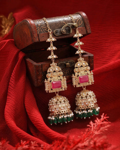 Ruby Green Nainika Jhumka Earring With Sahara