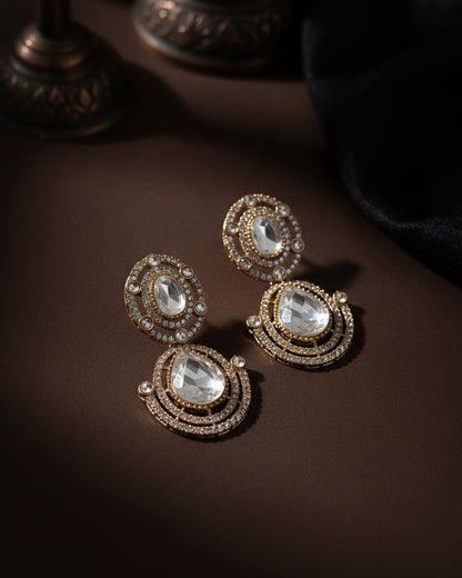 Silver Hania Premium Designer Zircone Polki Dupe Earring
