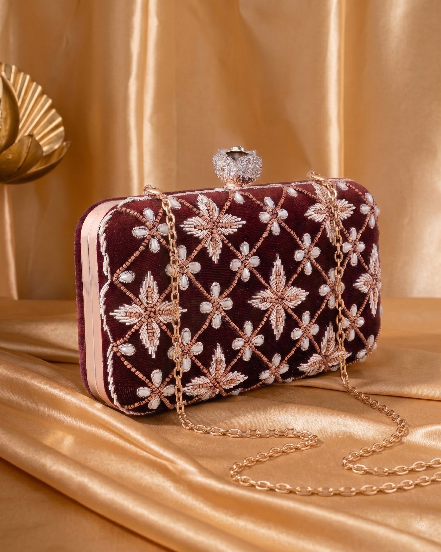 Brown Kyron Embroidered Clutch
