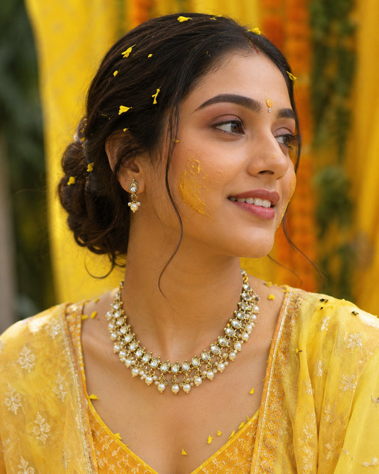 Pearl Presha Mini Kundan Choker Necklace Set