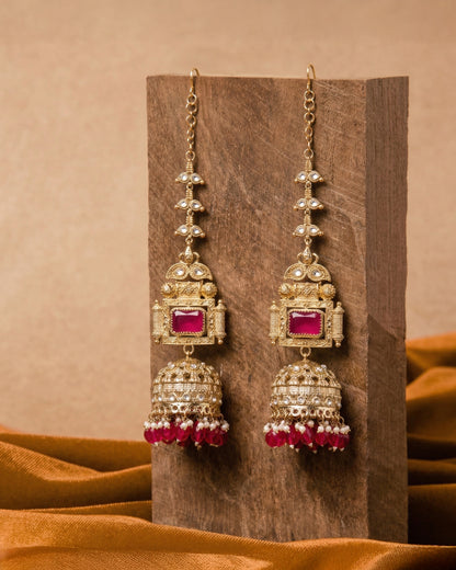 Pink Nainika Jhumka Earring With Sahara