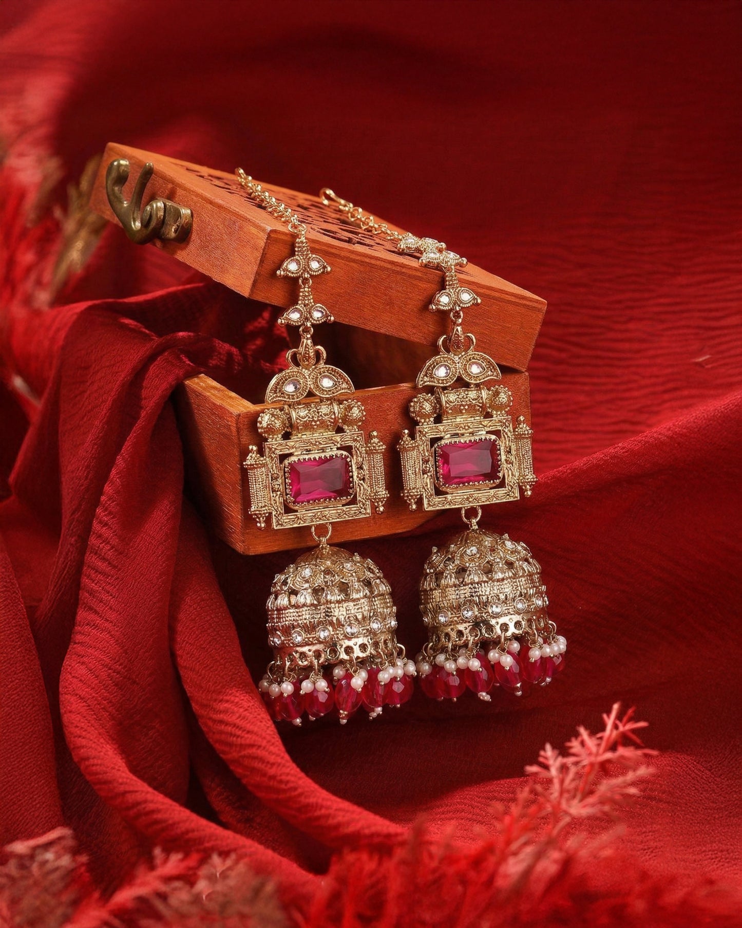 Pink Nainika Jhumka Earring With Sahara