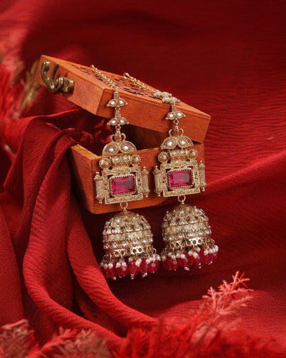 Pink Nainika Jhumka Earring With Sahara