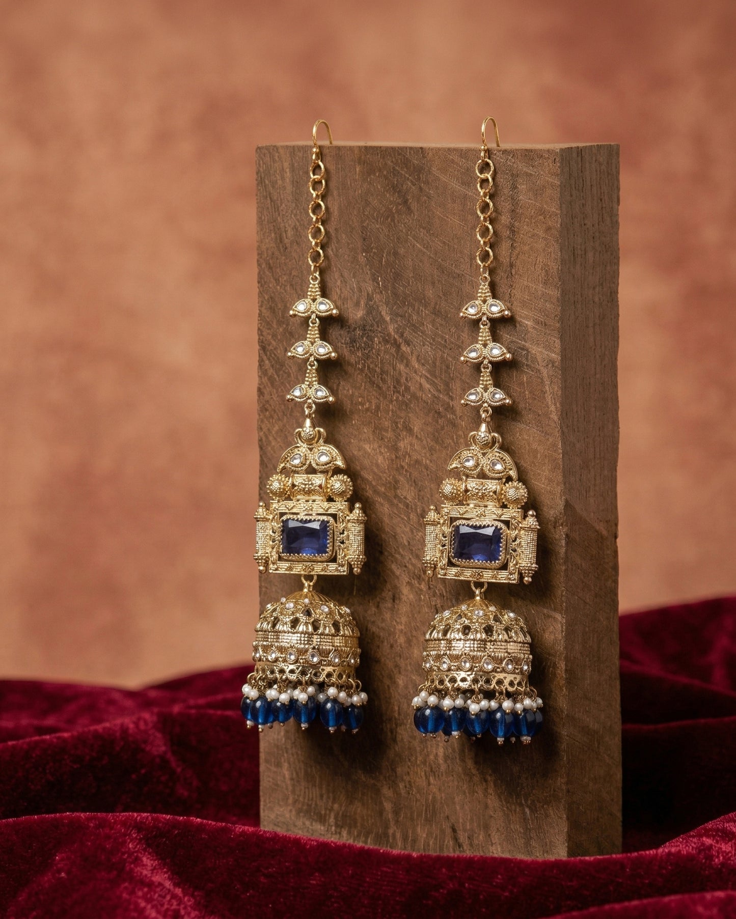 Blue Nainika Jhumka Earring With Sahara