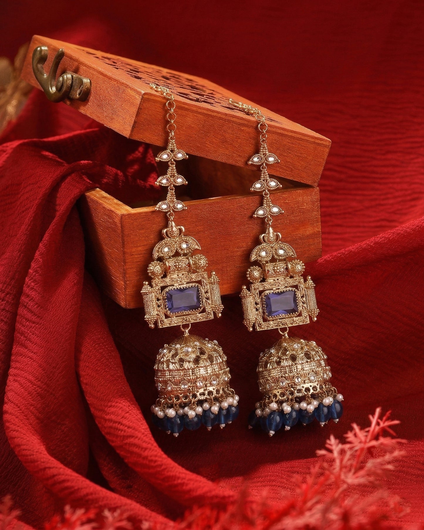 Blue Nainika Jhumka Earring With Sahara