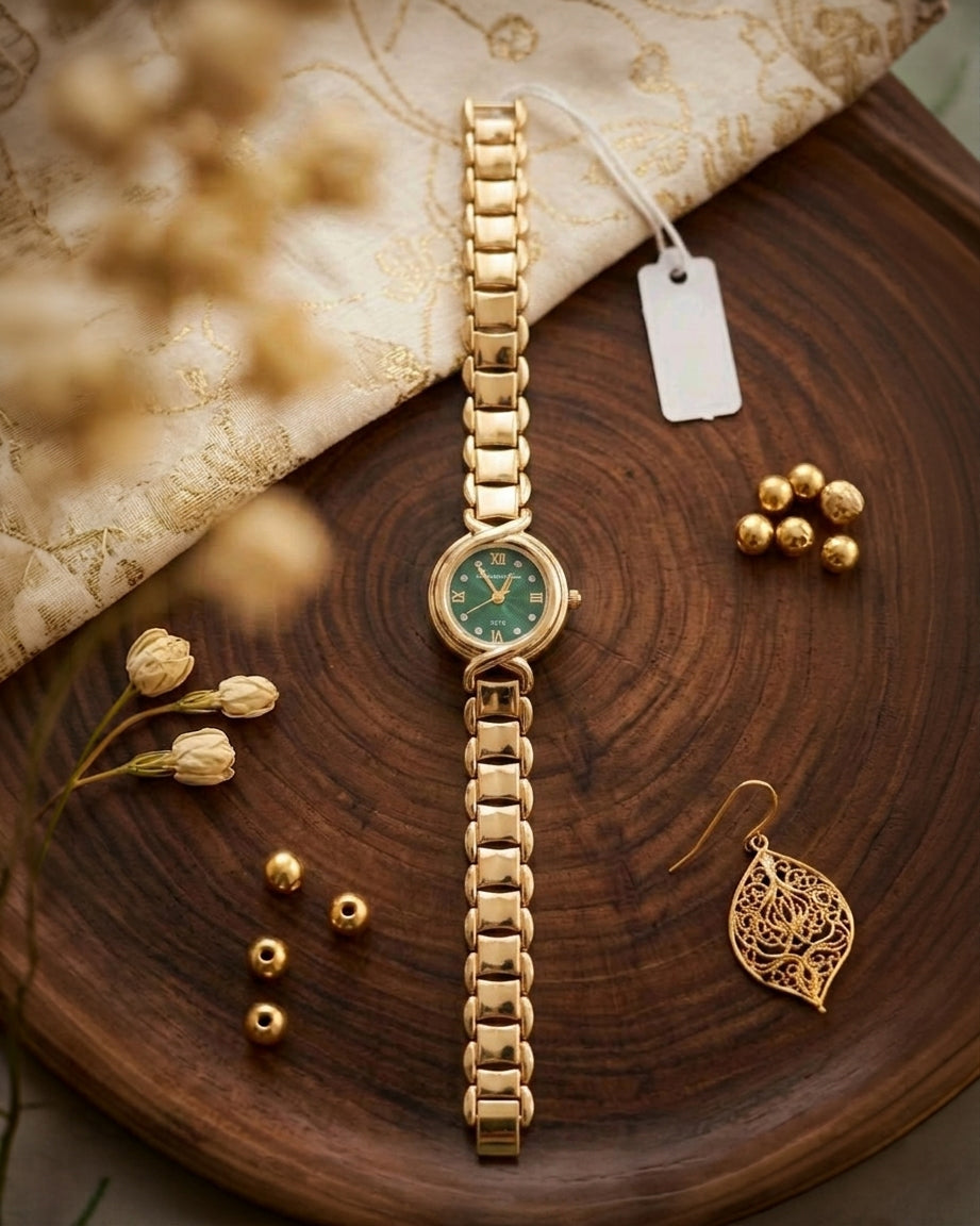 Elric Quartz Wrist Watch - Emerald Gold