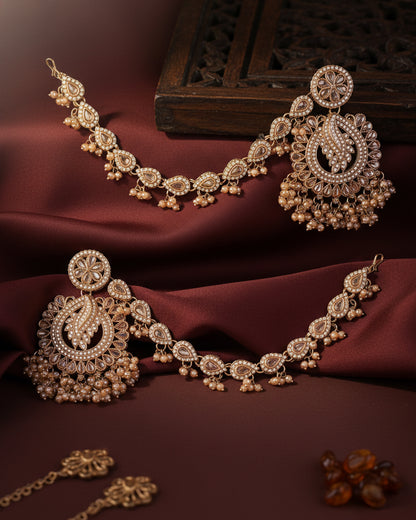 Golden Arajashree Bahubali Chandbali with Sahara