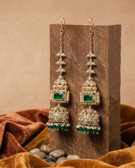Green Nainika Jhumka Earring With Sahara