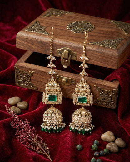 Green Nainika Jhumka Earring With Sahara