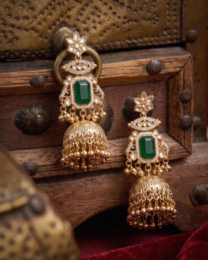 Emerald Marisha Kashmiri Look Ghunghru Jhumka Earring