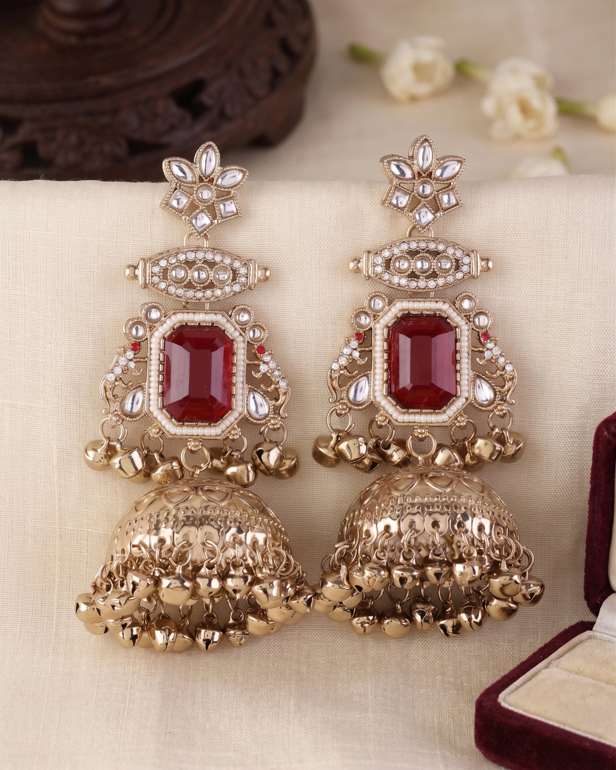 Ruby Marisha Kashmiri Look Ghunghru Jhumka Earring