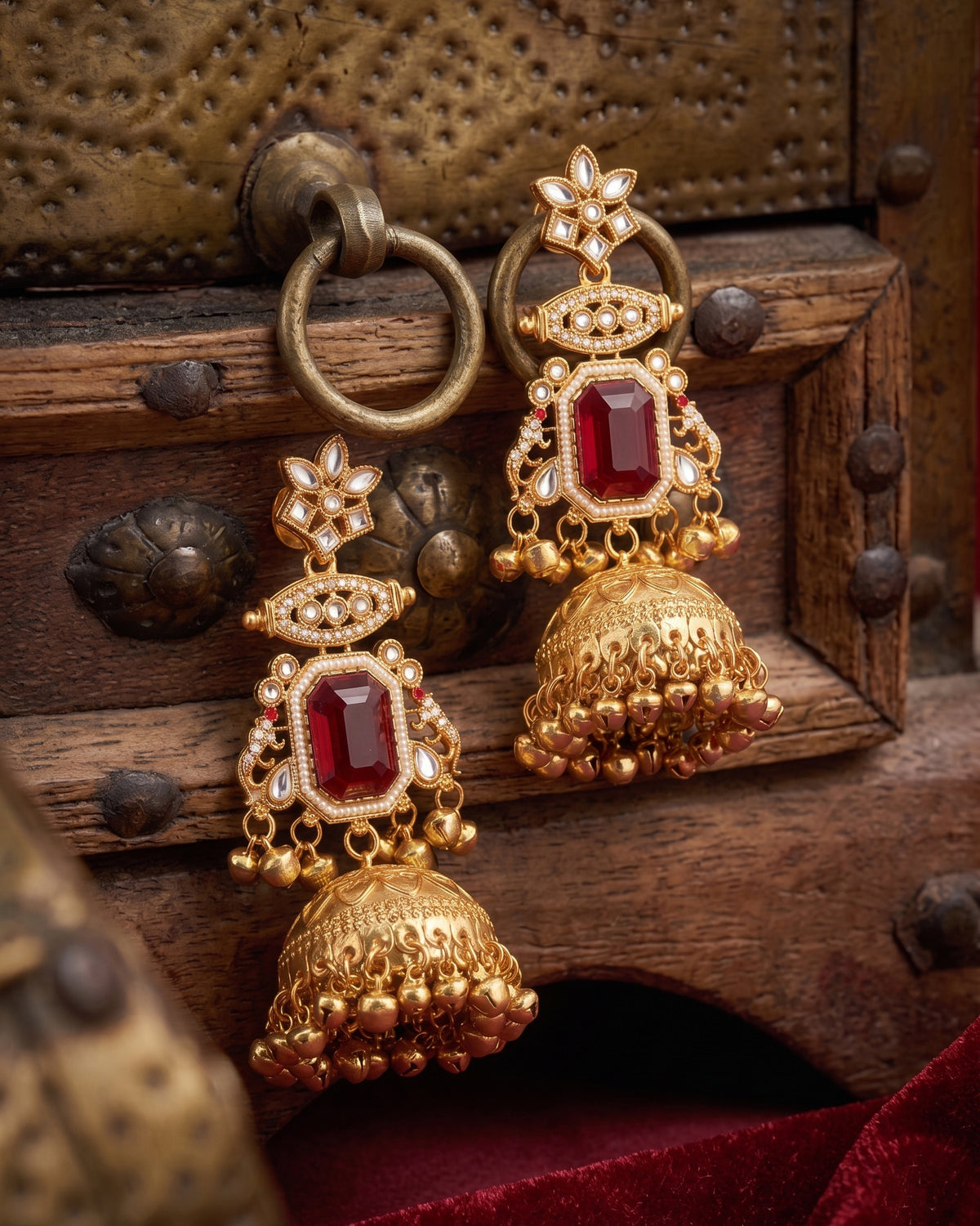 Ruby Marisha Kashmiri Look Ghunghru Jhumka Earring