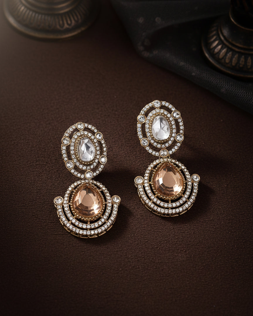 Gold Hania Premium Designer Zircone Polki Dupe Earring