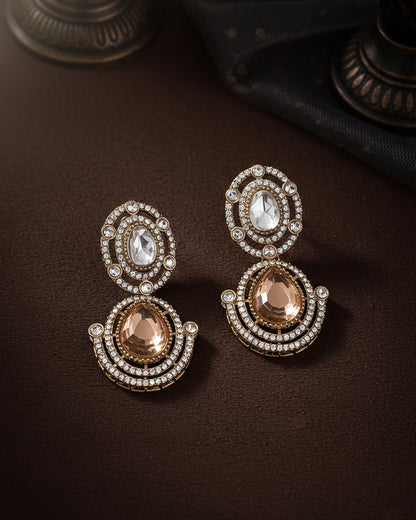 Gold Hania Premium Designer Zircone Polki Dupe Earring