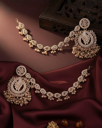 Golden Arajashree Bahubali Chandbali with Sahara