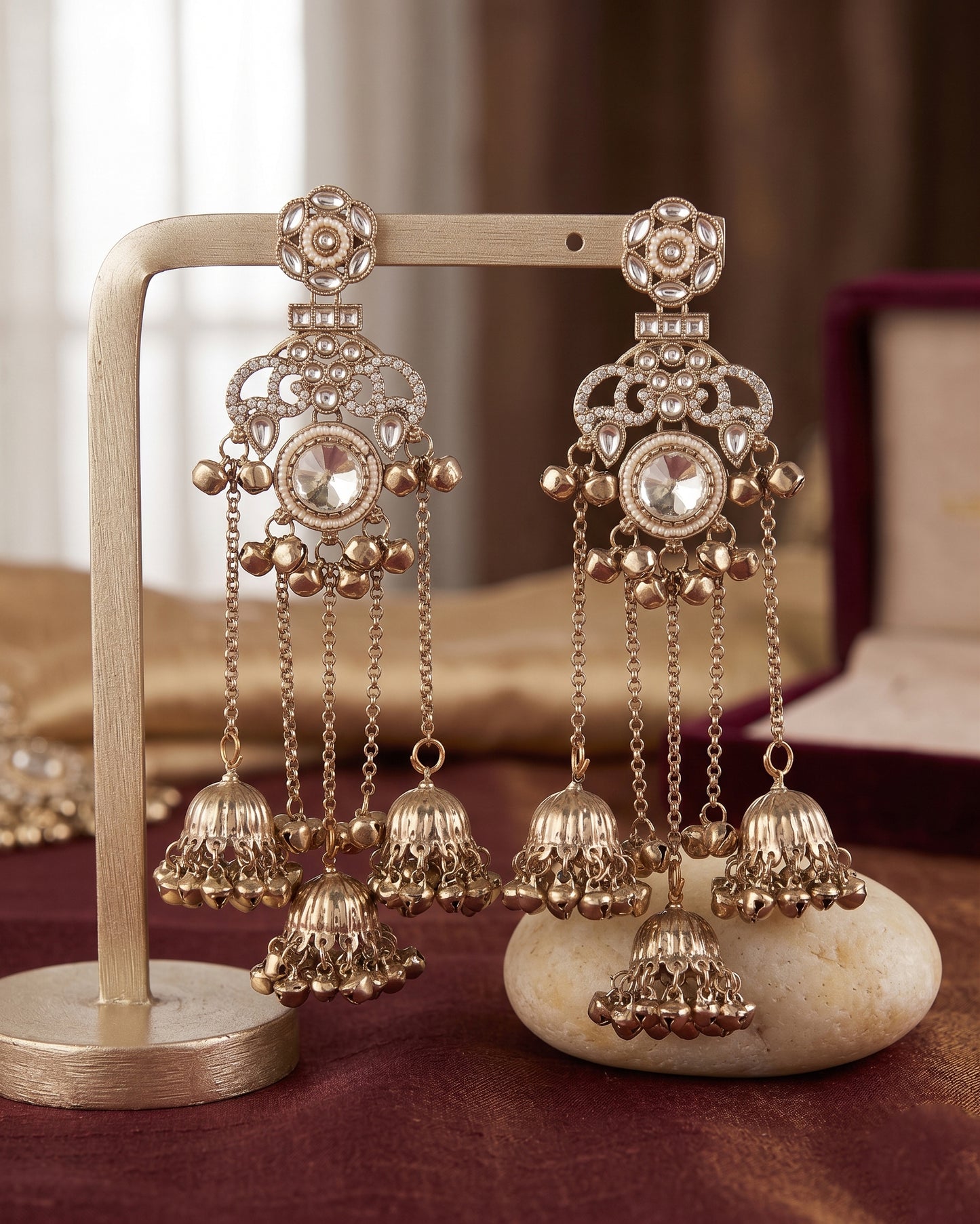 Silver Miraya Kashmiri Look Ghunghru Jhumka Earring