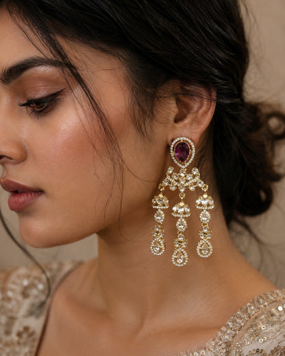 Purple Ruvika Designer Zircone Polki Dupe Earring