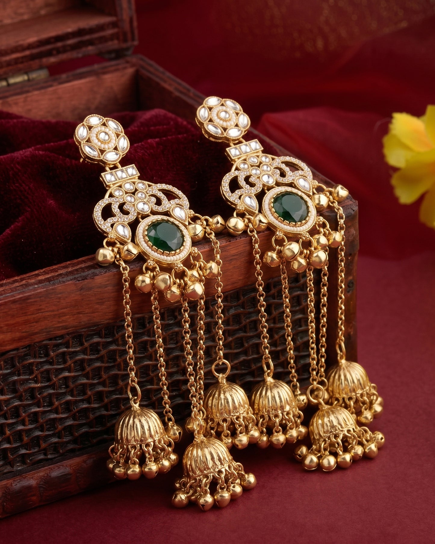 Emerald Miraya Kashmiri Look Ghunghru Jhumka Earring