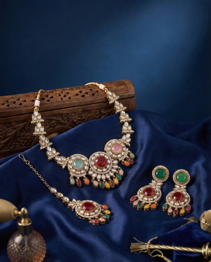 Multi Subhashree Premium Zircone Polki Dupe Necklace Set