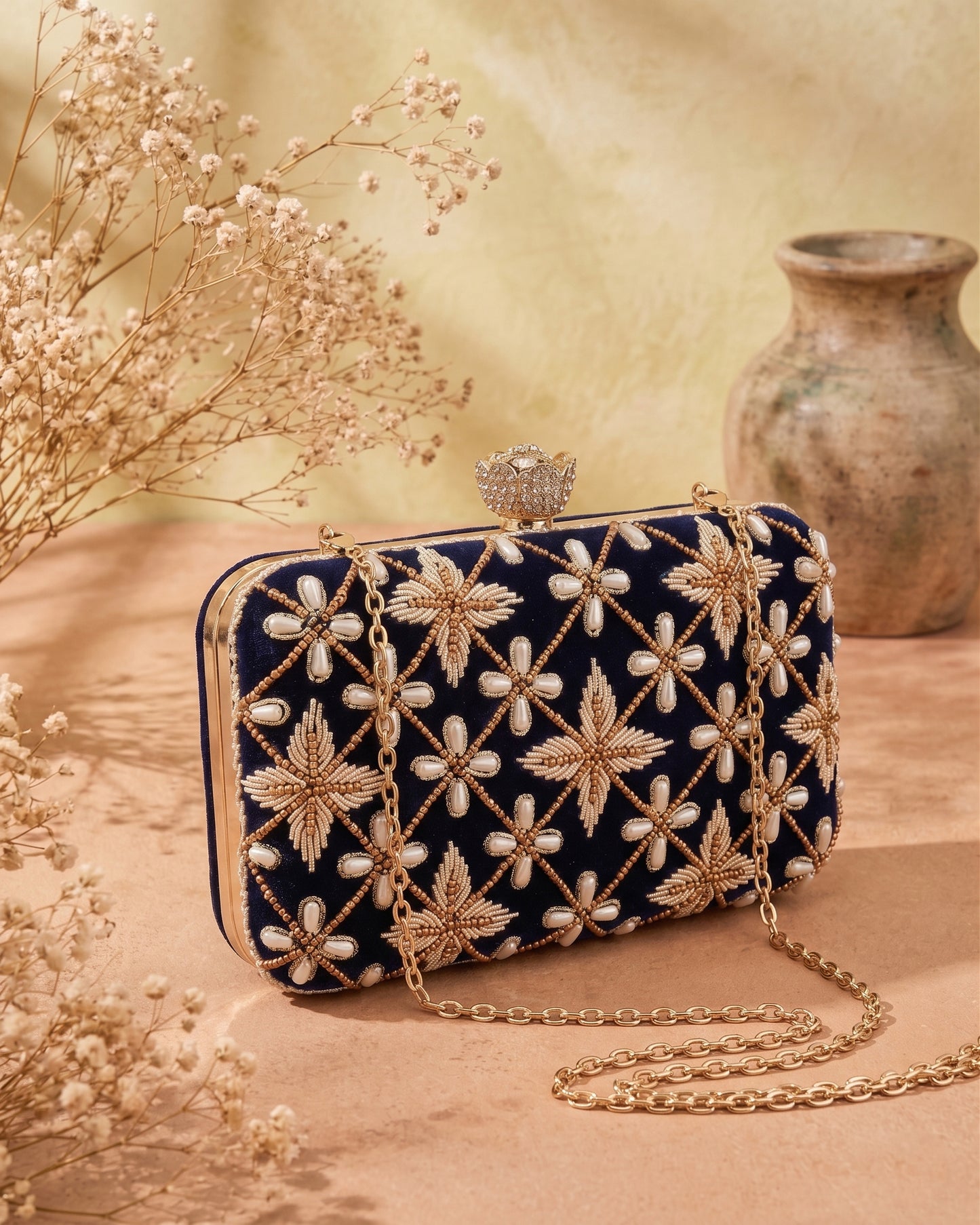 Blue Kyron Embroidered Clutch