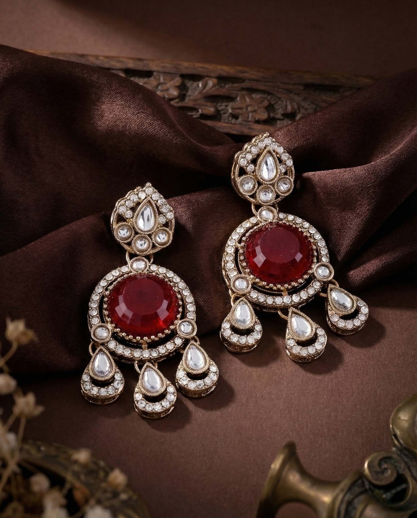 Ruby Niyoti Premium Designer Zircone Polki Dupe Earring