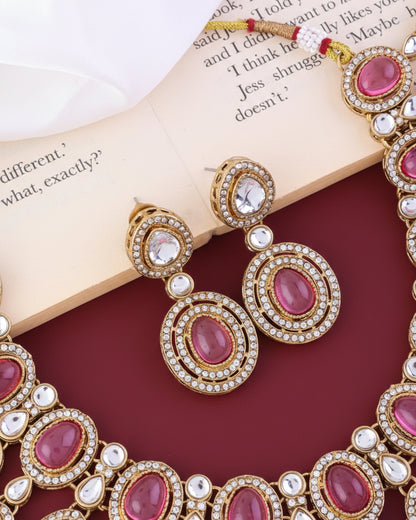 Onion Sehaj Premium Polki Dupe Necklace with Earring and Teeka