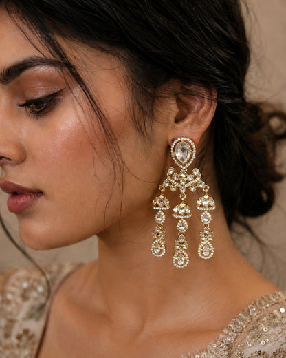 Silver Ruvika Designer Zircone Polki Dupe Earring