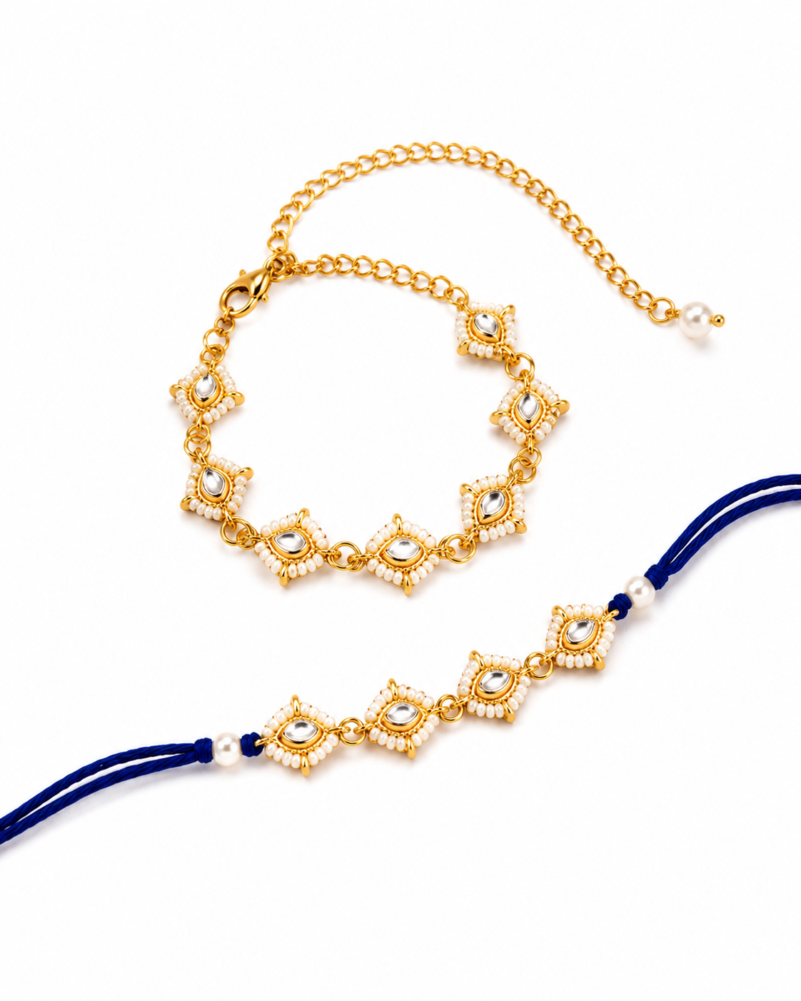Blue Misha Bhaiya Bhabhi Rakhi Bracelet Set | Tilak Set Included
