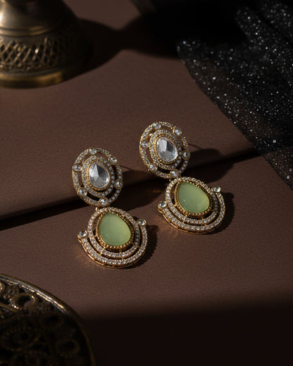 Olive Hania Premium Designer Zircone Polki Dupe Earring