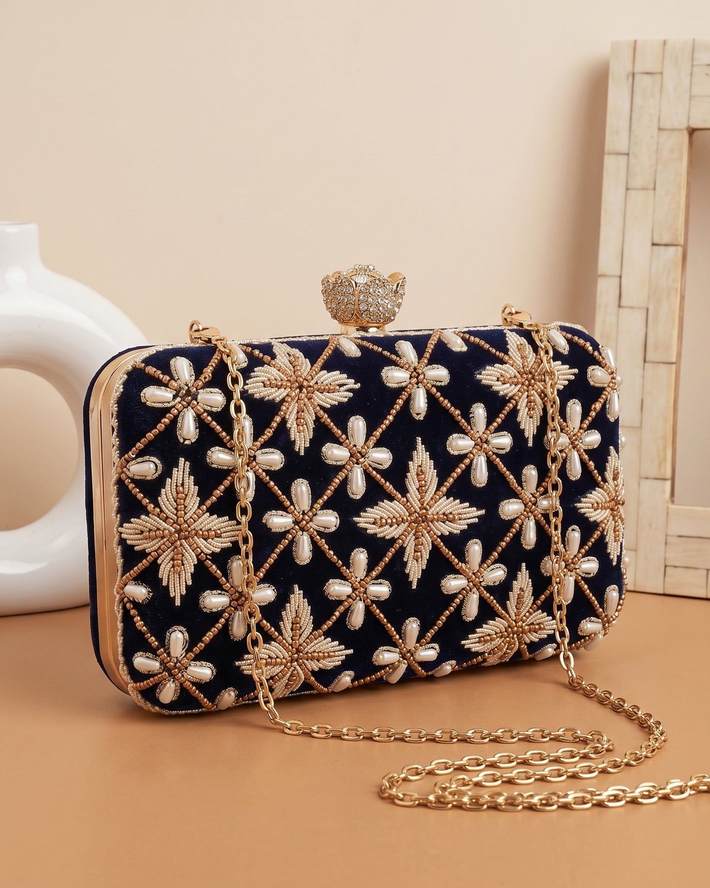 Blue Kyron Embroidered Clutch
