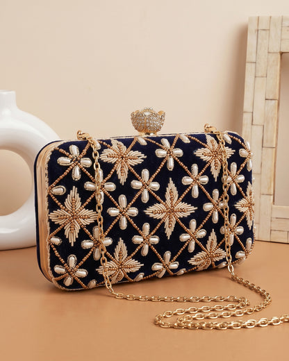 Blue Kyron Embroidered Clutch