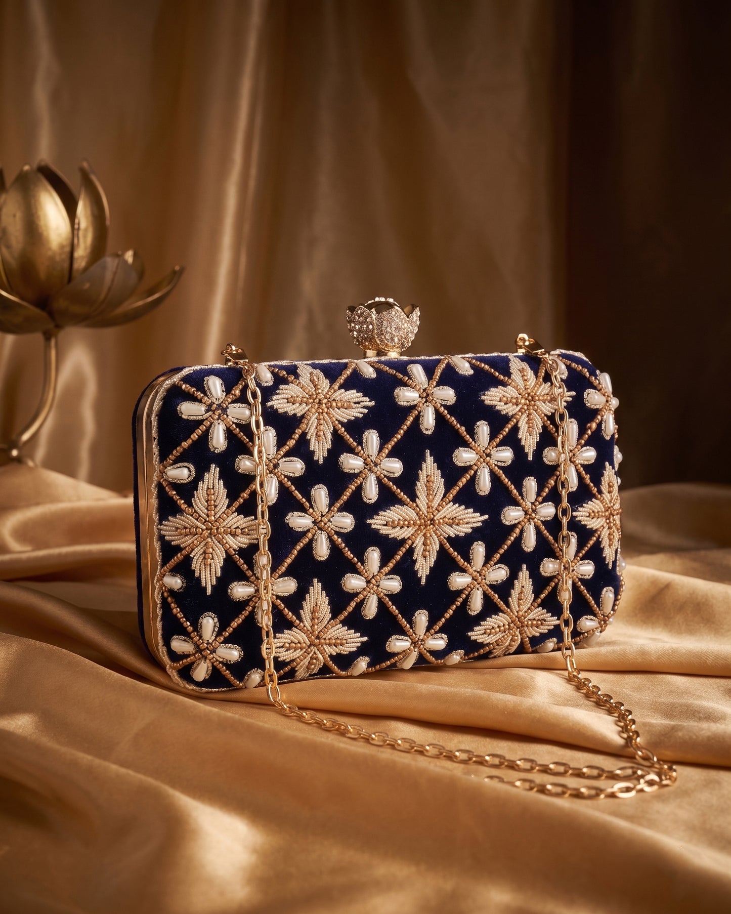 Blue Kyron Embroidered Clutch