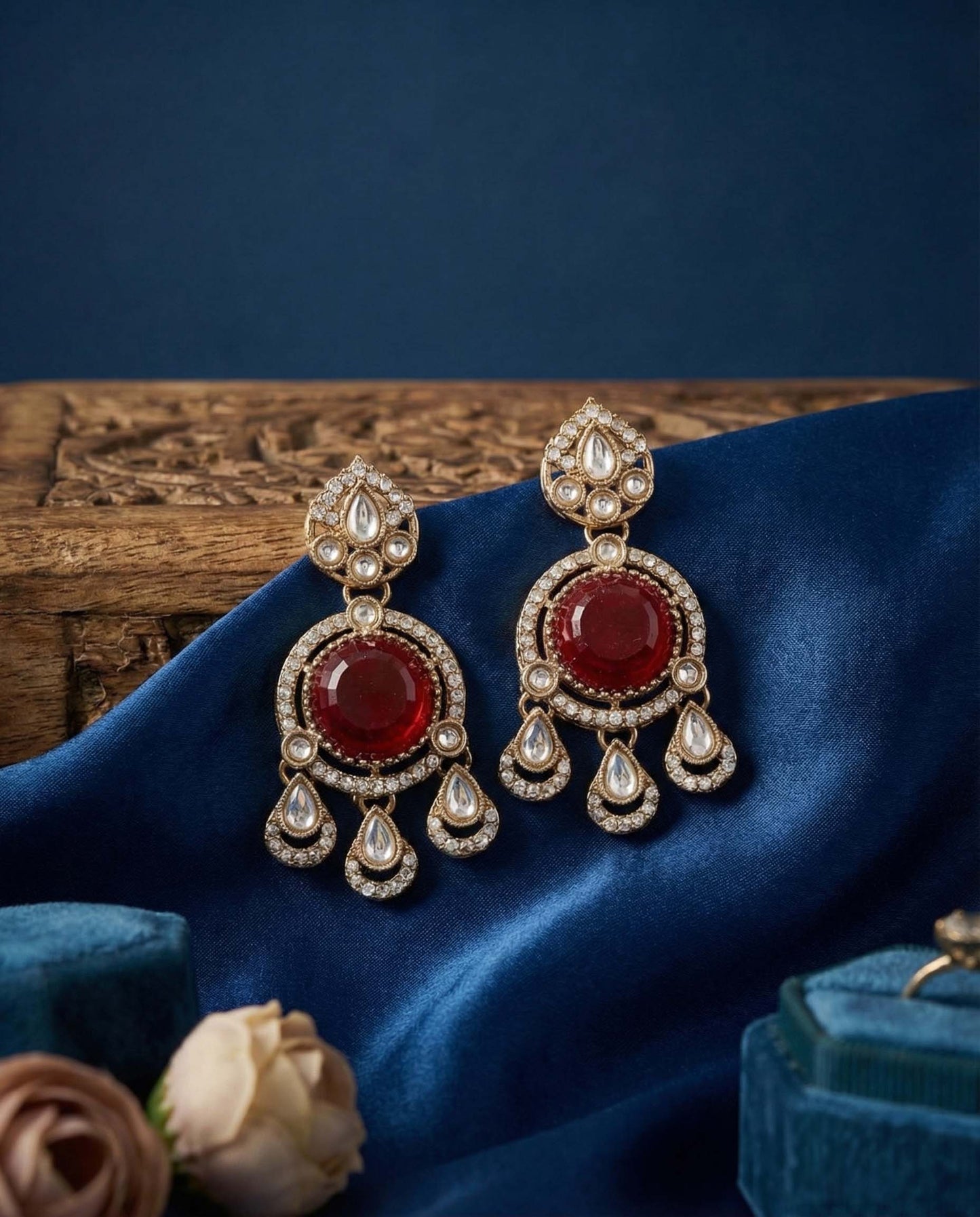 Ruby Niyoti Premium Designer Zircone Polki Dupe Earring